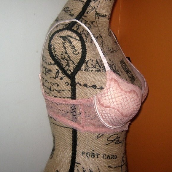 Youmita 34B Muted Clay 2tone geo lace bra w/underwire NWT - Picture 4 of 8